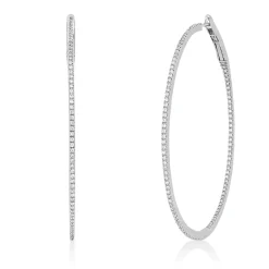 Creolen aus 750 Gold Weißgold 224 Brillanten 0,61ct TW-SI 50x1,2mm