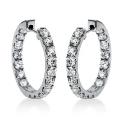 Creolen aus 750 Gold Weißgold 34 Brillanten 4,09ct TW-SI 24,2x3,2mm