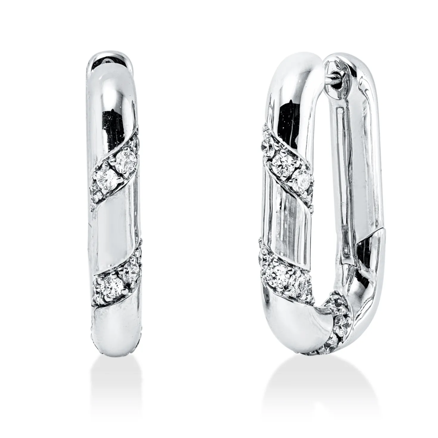 Creolen aus 750 Gold Weißgold 46 Brillanten 1,32ct TW-SI 25,3x4,2mm