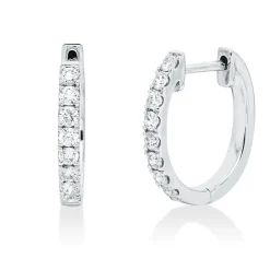 Creolen aus 750 Gold Weißgold 16 Brillanten 0,34ct TW-SI 14x1,7mm
