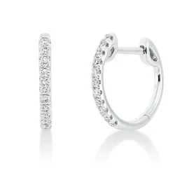 Creolen aus 750 Gold Weißgold 22 Brillanten 0,24ct TW-SI 15x1,5mm