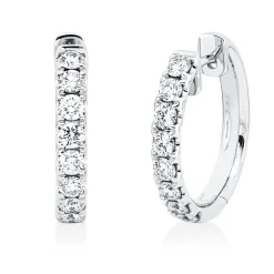 Creolen aus 750 Gold Weißgold 16 Brillanten 1,12ct TW-SI 19x3,2mm