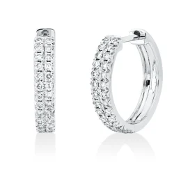 Creolen aus 750 Gold Weißgold 52 Brillanten 0,36ct TW-SI 14x2,7mm