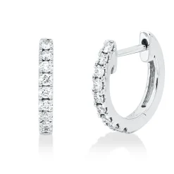 Creolen aus 750 Gold Weißgold 18 Brillanten 0,19ct TW-SI 11,5x1,6mm