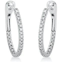 Creolen aus 750 Gold Weißgold 50 Brillanten 0,5ct TW-SI 24,8x2,1mm