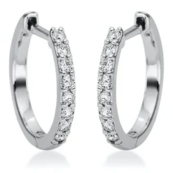 Creolen aus 750 Gold Weißgold 16 Brillanten 0,16ct TW-SI 13,9x1,6mm