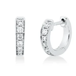 Creolen aus 750 Gold Weißgold 14 Brillanten 0,15ct TW-SI 10x2,3mm