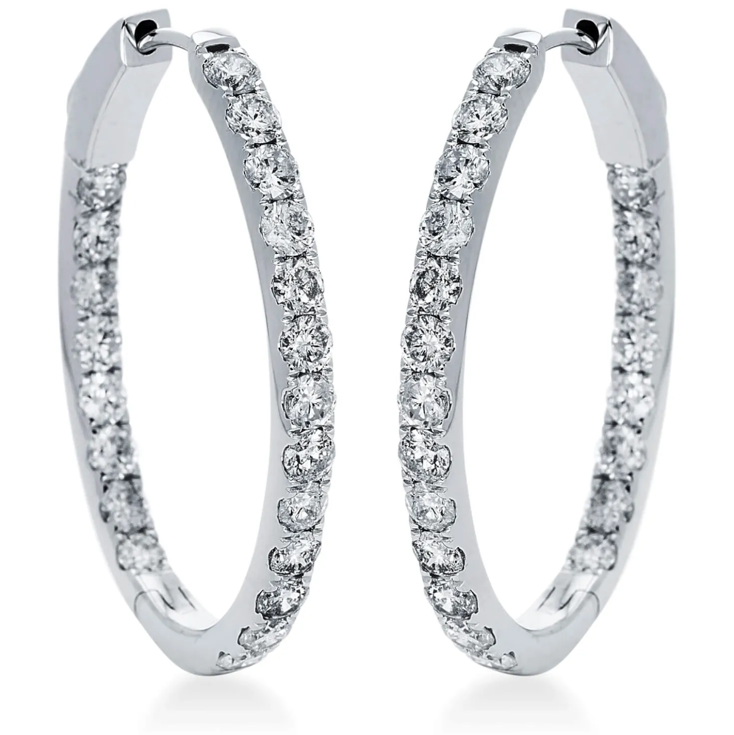Creolen aus 750 Gold Weißgold 42 Brillanten 3,06ct TW-SI 31,6x2,6mm