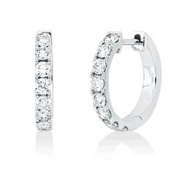 Creolen aus 750 Gold Weißgold 16 Brillanten 0,6ct TW-SI 13,8x2mm