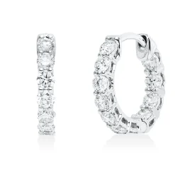 Creolen aus 750 Gold Weißgold 22 Brillanten 0,83ct TW-SI 12,7x2,2mm