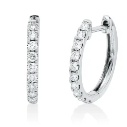 Creolen aus 750 Gold Weißgold 20 Brillanten 0,32ct TW-SI 14x1,9mm