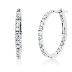 Creolen aus 750 Gold Weißgold 46 Brillanten 0,65ct TW-SI 19,7x1,6mm