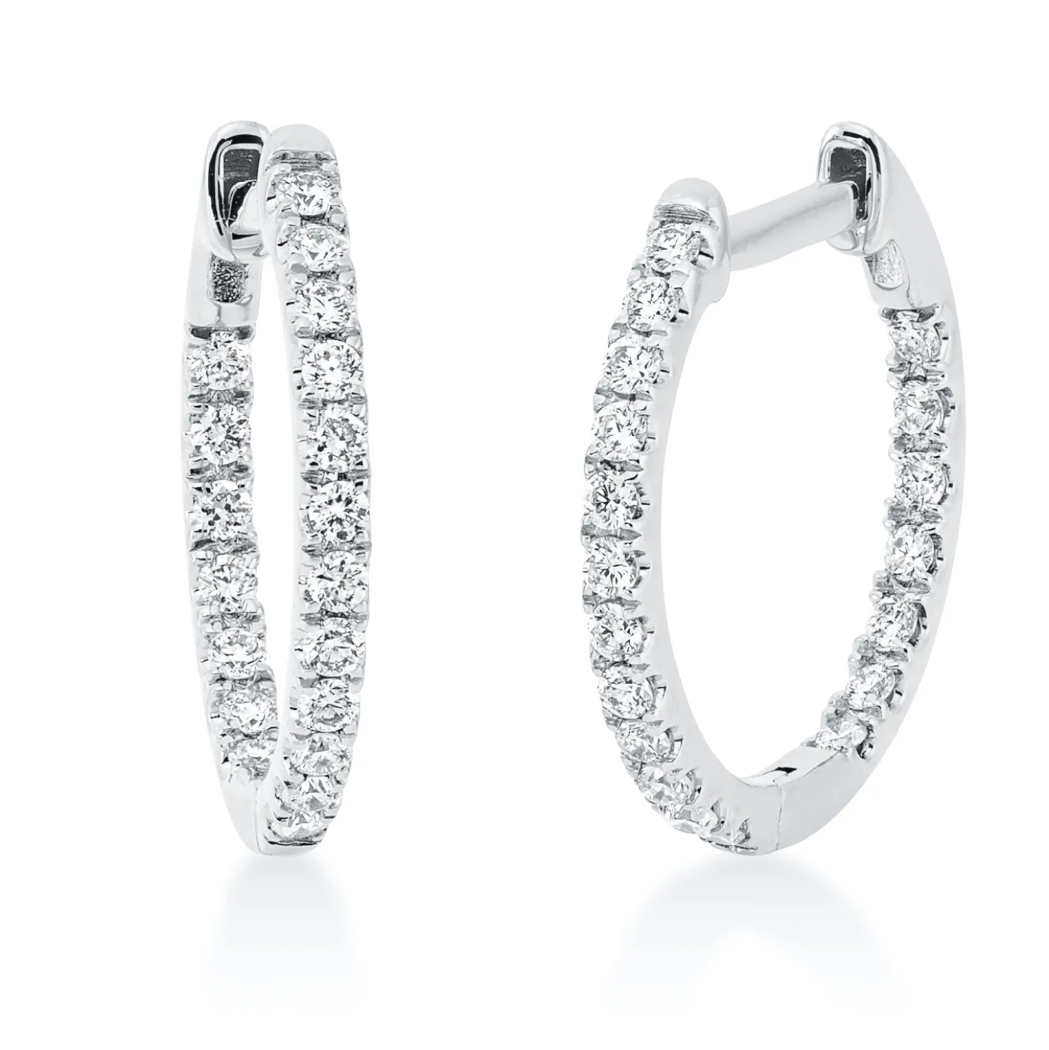 Creolen aus 750 Gold Weißgold 38 Brillanten 0,32ct TW-SI 14,9x1,4mm