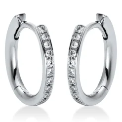Creolen aus 750 Gold Weißgold 24 Brillanten 0,15ct TW-SI 13,3x1,8mm