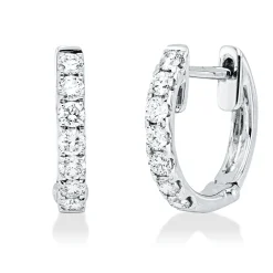 Creolen aus 750 Gold Weißgold 14 Brillanten 0,48ct TW-VSI/SI 13x2,2mm