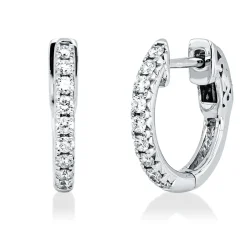 Creolen aus 750 Gold Weißgold 18 Brillanten 0,24ct TW-VSI/SI 13,8x1,8mm