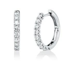 Creolen aus 750 Gold Weißgold 18 Brillanten 0,7ct TW-VSI/SI 16,3x2,2mm