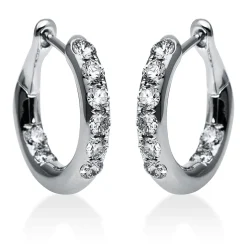 Creolen aus 750 Gold Weißgold 16 Brillanten 0,75ct TW-VSI 15,7x2,7mm