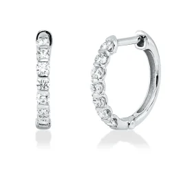 Creolen aus 750 Gold Weißgold 14 Brillanten 0,34ct W-SI 12,6x1,8mm