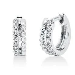 Creolen aus 750 Gold Weißgold 16 Brillanten 0,14ct W-SI 9,6x3mm