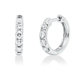 Creolen aus 750 Gold Weißgold 8 Brillanten 0,42ct W-SI 14,3x2,6mm