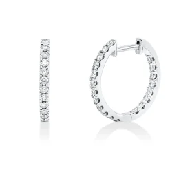 Creolen aus 750 Gold Weißgold 40 Brillanten 0,6ct W-SI 16,5x1,8mm