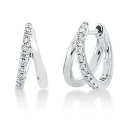 Creolen aus 750 Gold Weißgold 22 Brillanten 0,16ct W-SI 11,7x6mm