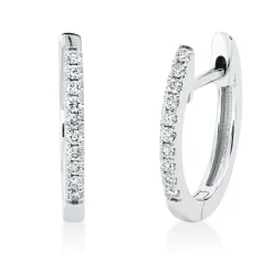 Creolen aus 750 Gold Weißgold 20 Brillanten 0,09ct W-SI 12,4x1,5mm
