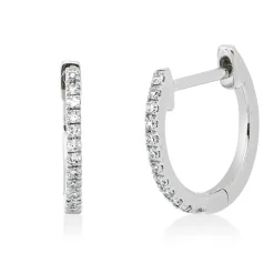 Creolen aus 750 Gold Weißgold 24 Diamanten 0,06ct TW-PI 10,5x1mm