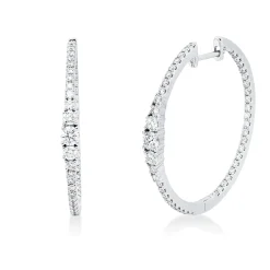 Creolen aus 750 Gold Weißgold 92 Diamanten 1,2ct TW-SI 30,9x2,9mm