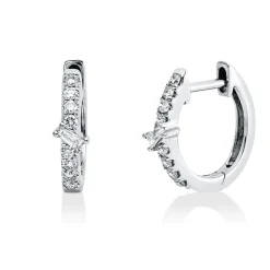 Creolen aus 750 Gold Weißgold 18 Diamanten 0,2ct TW-SI 11,9x3,4mm