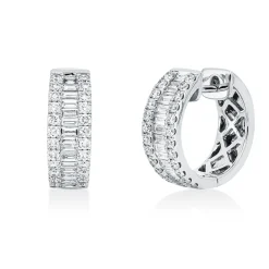 Creolen aus 750 Gold Weißgold 78 Diamanten 1,01ct TW-SI 15,3x2mm
