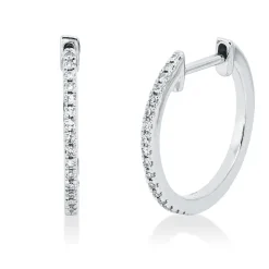 Creolen aus 585 Gold Weißgold 34 Diamanten 0,07ct TW-SI 14x0,9mm