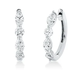 Creolen aus 750 Gold Weißgold 8 Diamanten 1ct TW-SI 17,8x3mm