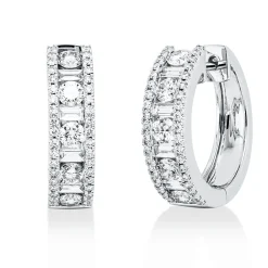 Creolen aus 750 Gold Weißgold 94 Diamanten 1,28ct TW-SI 17,7x4,7mm