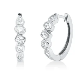 Creolen aus 750 Gold Weißgold 10 Diamanten 0,8ct TW-SI 17,1x3,9mm