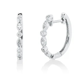 Creolen aus 750 Gold Weißgold 14 Diamanten 0,3ct TW-VSI/SI 16,8x2mm
