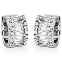 Creolen aus 750 Gold Weißgold 49 Diamanten 1,18ct TW-VSI 13,3x6,9mm