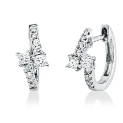 Creolen aus 750 Gold Weißgold 20 Diamanten 0,38ct 12,7x5,7mm
