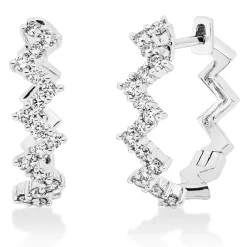 Creolen aus 750 Gold Weißgold mit 34 Diamant-Brillanten 0,49ct TW-SI Zick-Zack