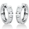 Creolen aus 750 Weißgold 20 Diamanten Baguette-Schliff 0,68ct TW-SI 14x1,8mm
