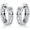 Creolen aus 750 Weißgold 29 Diamanten Baguette-Schliff 0,52ct TW-SI 14x1,7mm