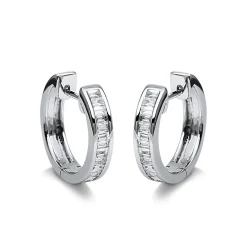 Creolen aus 750 Weißgold 32 Diamanten Baguette-Schliff 0,65ct TW-SI 15,9x3,8mm