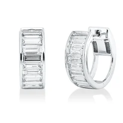 Creolen aus 585 Weißgold 16 Diamanten Baguette-Schliff 2,97ct W-SI 16,4x7mm