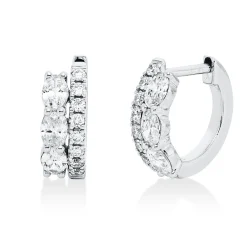 Creolen aus 750 Weißgold 22 Diamanten Fanatsy-Schliff 0,39ct TW-SI 10,5x3,5mm