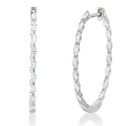 Creolen aus 750 Weißgold 32 Diamanten Navette-Schliff 0,96ct TW-SI 29,9x1,6mm