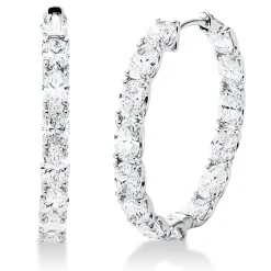 Creolen aus 750 Weißgold 28 Diamanten Oval-Schliff 3,36ct TW-VSI 23,6x3mm