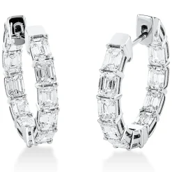 Creolen aus 750 Weißgold 22 Diamanten Smaragd-Schliff 5,14ct F-VSI 22,7x3,5mm