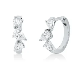 Creolen aus 750 Weißgold 6 Diamanten Tropfen-Schliff 0,48ct TW-PI 11,8x4mm