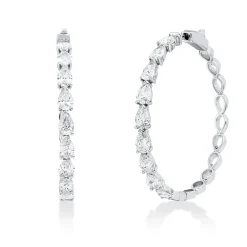 Creolen aus 750 Weißgold 18 Diamanten Tropfen-Schliff 2,8ct TW-SI 34x3,1mm